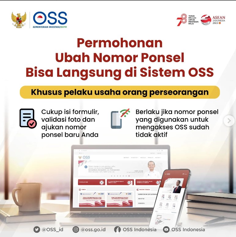 Permohonan Ubah Nomor Ponsel Bisa Langsung di Sistem OSS (Khusus Pelaku Usaha Perseorangan)