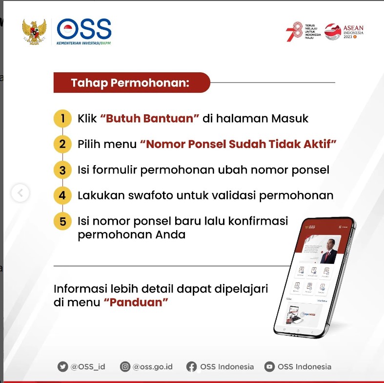 Permohonan Ubah Nomor Ponsel Bisa Langsung di Sistem OSS (Khusus Pelaku Usaha Perseorangan) Lanjutan